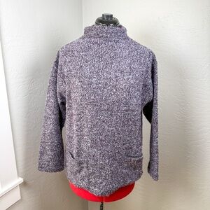 Click by Color Me Cotton Textured Mock Neck Wool Mohair Pocket Sweater Size PM